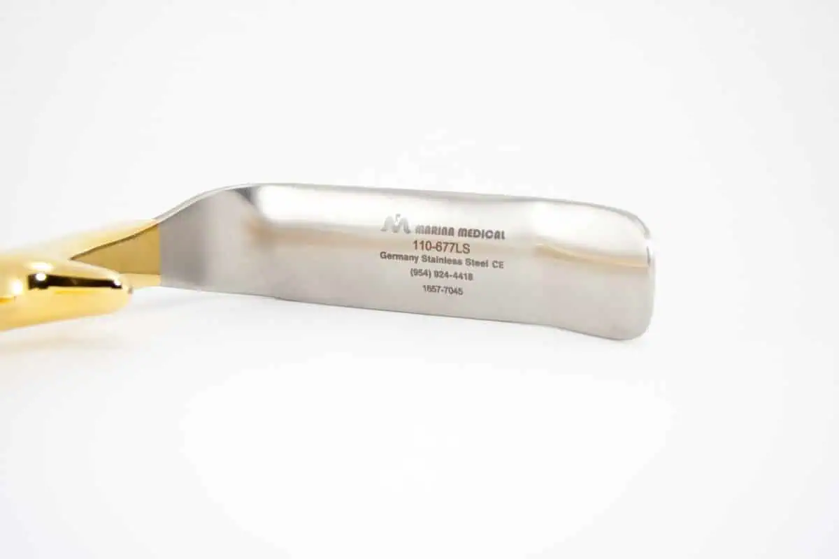 Closeup of Laser Marking on Retractor