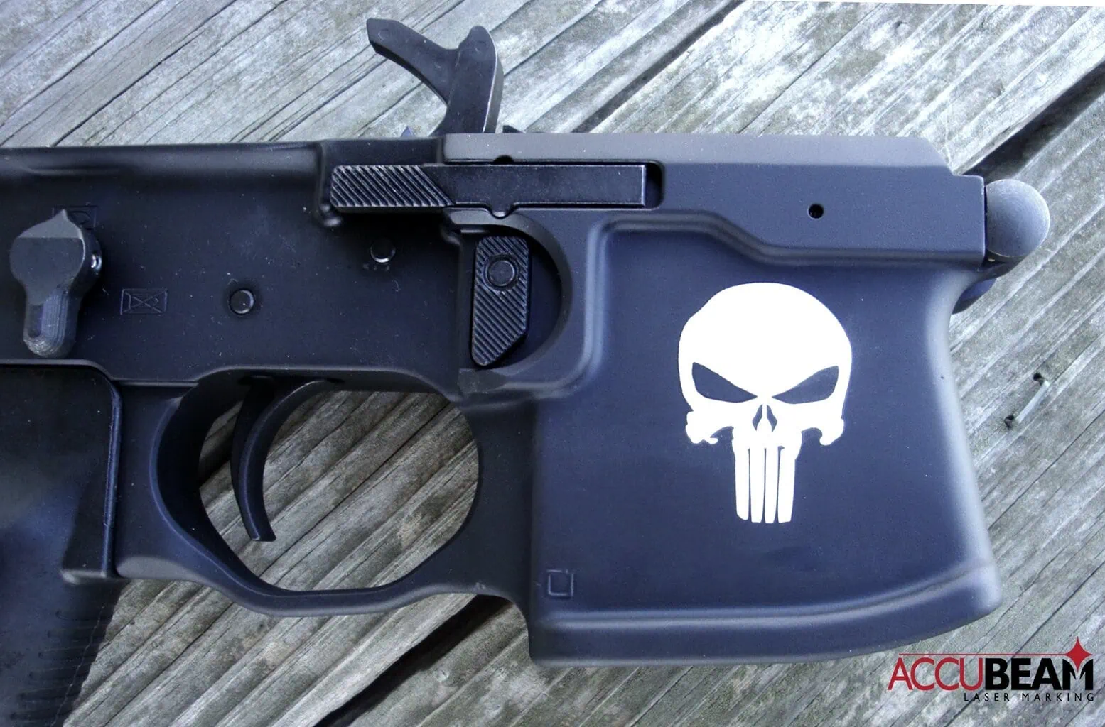 Laser Engraving AR Lower Punisher Skull
