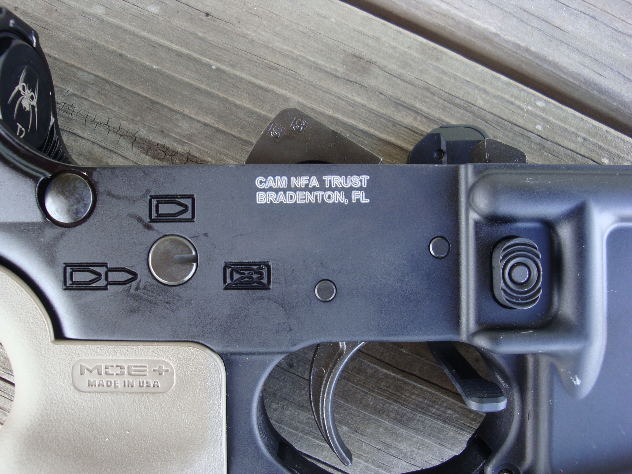 Laser Engraving NFA Trust Name on AR-15