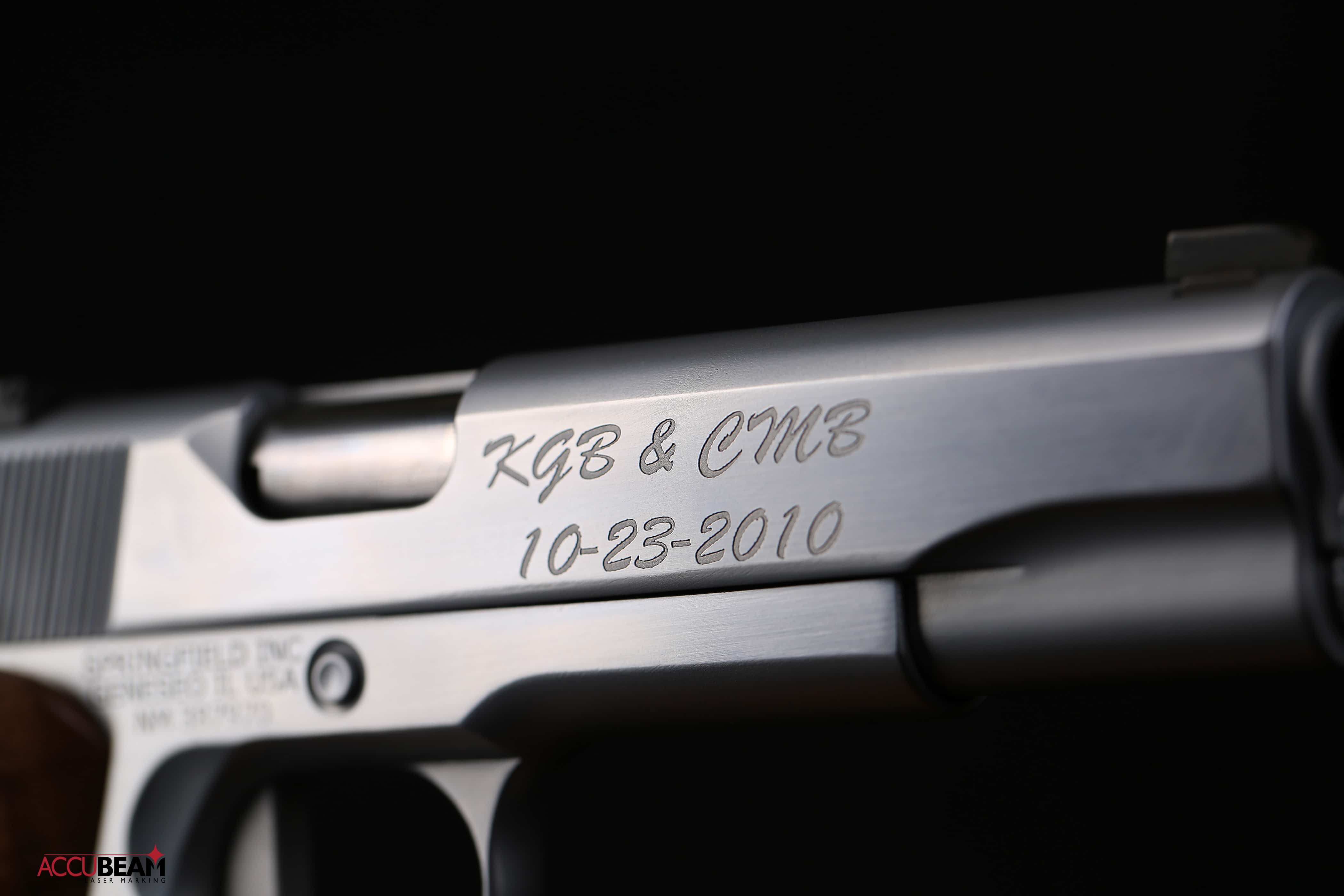 Deep Laser Engraved Steel Handgun Slide Anniversary Edition