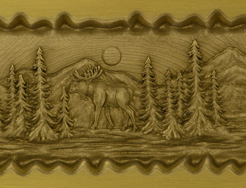 3D Laser Engraved Bear and Moose on Brass Metal