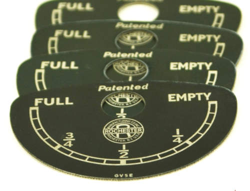 Laser Cut and Engraved Antique Fuel Gauges Rochester Manufacturing